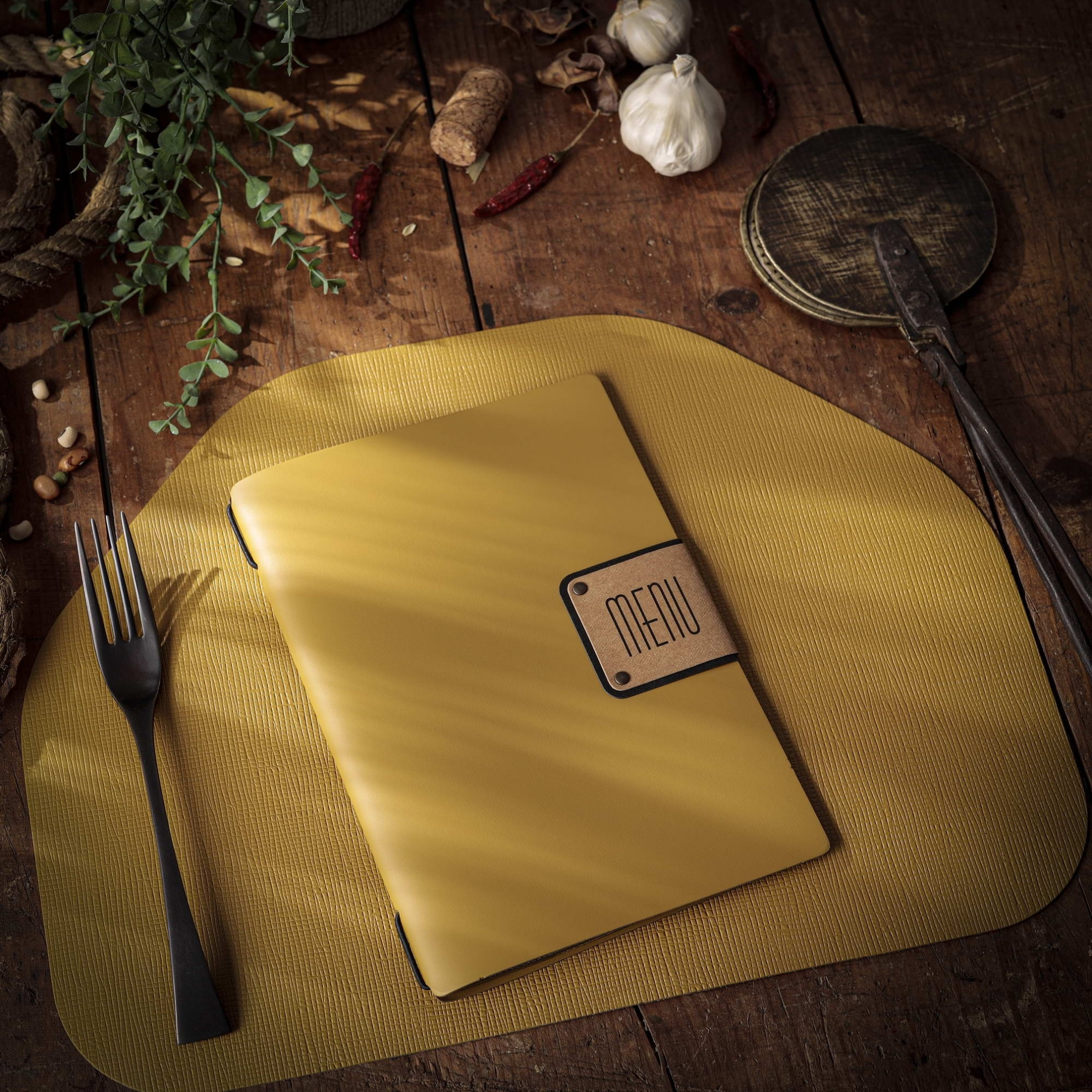Porta menu portofino premium ocra a5 solo elastico - immagine 4