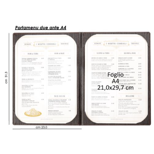 Porta menu wood premium ebano a4 due ante cucito - immagine 2