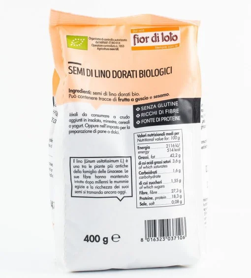 Semi di lino dorati ECO, senza glutine, Fior di Loto 400g - immagine 3